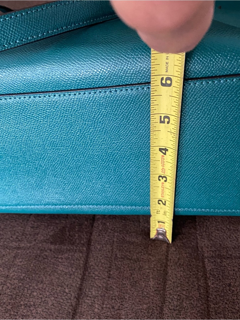 Coach Teal Leather Tote with Gold Hardware - Picture 5 of 8
